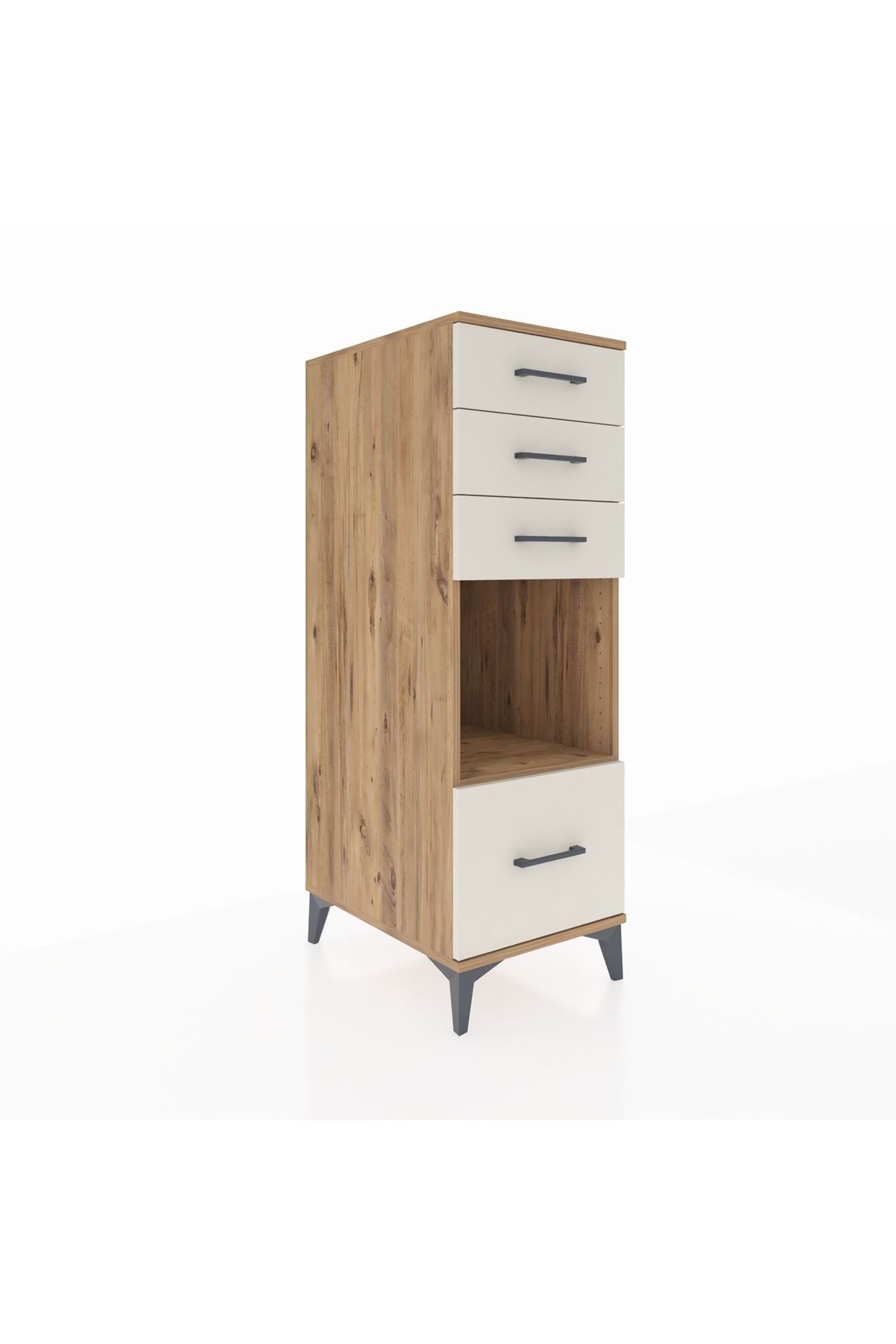 Kronos Dolap Tek Raflı 4 Çekmeceli 44x59x134 Çam-Aytaşı
