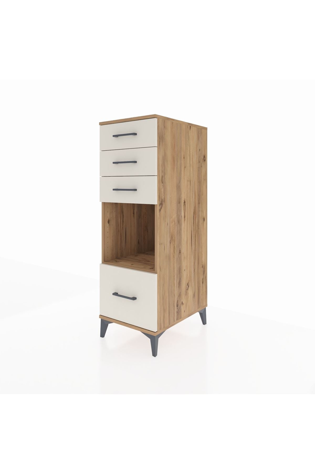 Kronos Dolap Tek Raflı 4 Çekmeceli 44x59x134 Çam-Aytaşı