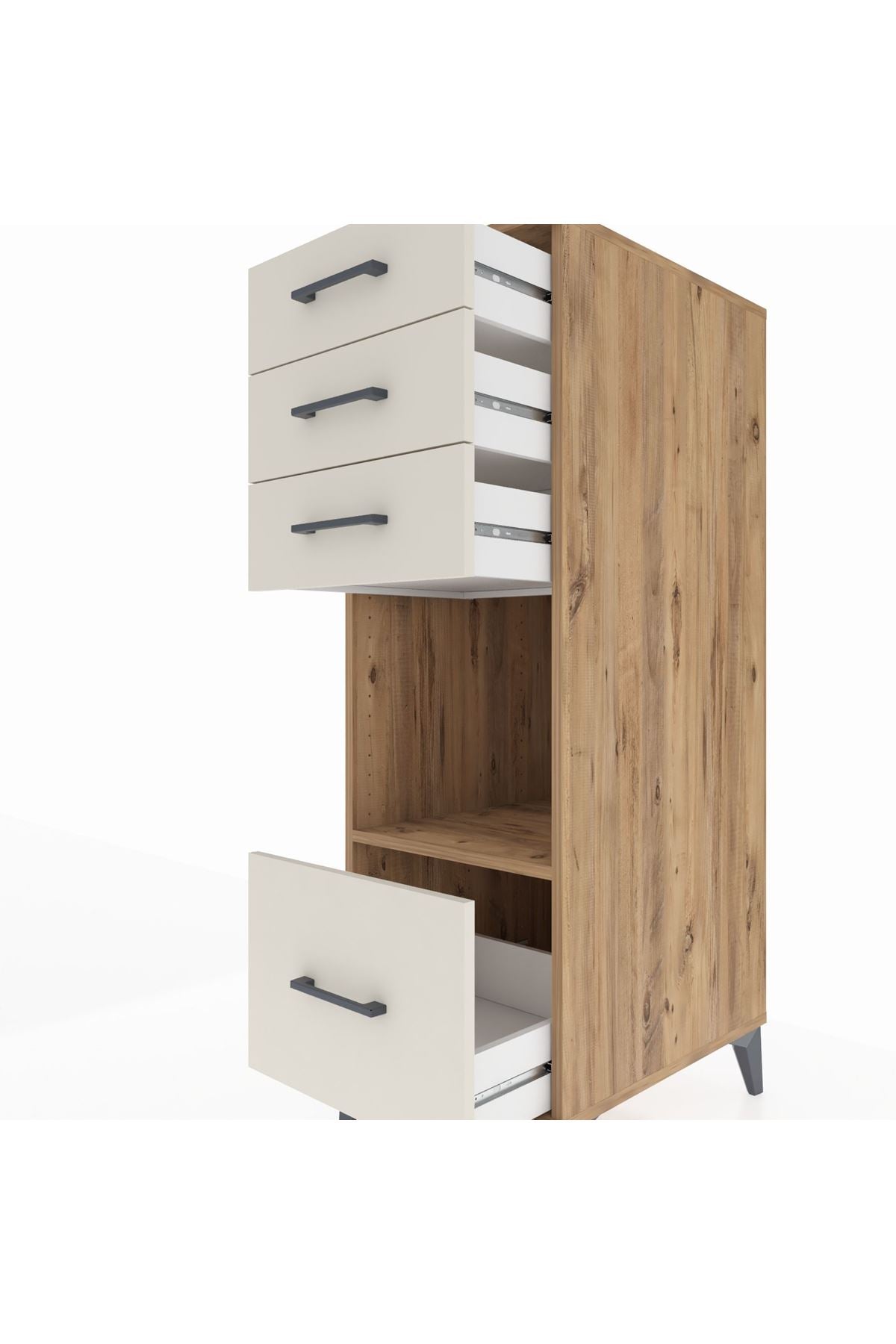 Kronos Dolap Tek Raflı 4 Çekmeceli 44x59x134 Çam-Aytaşı