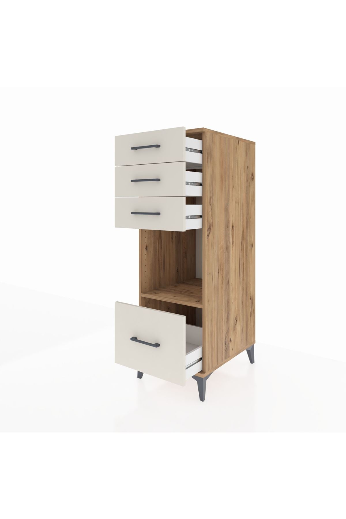 Kronos Dolap Tek Raflı 4 Çekmeceli 44x59x134 Çam-Aytaşı
