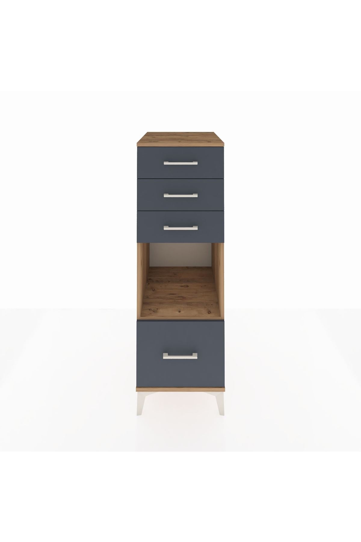 Kronos Dolap Tek Raflı 4 Çekmeceli 44x59x134 Çam-Antrasit