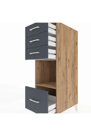 Kronos Dolap Tek Raflı 4 Çekmeceli 44x59x134 Çam-Antrasit