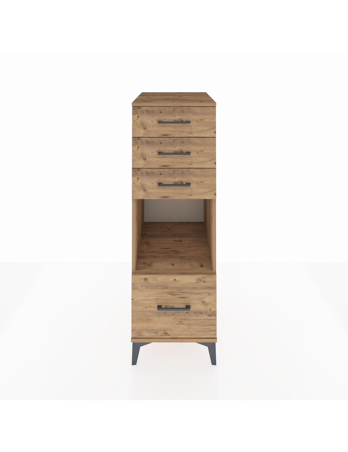 Kronos Dolap Tek Raflı 4 Çekmeceli 44x59x134 Çam-Çam