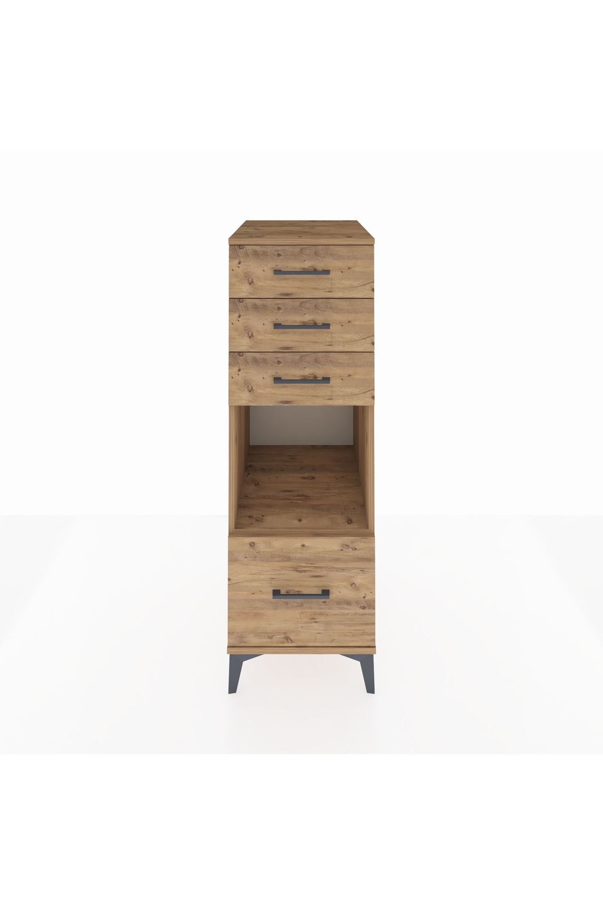 Kronos Dolap Tek Raflı 4 Çekmeceli 44x59x134 Çam-Çam