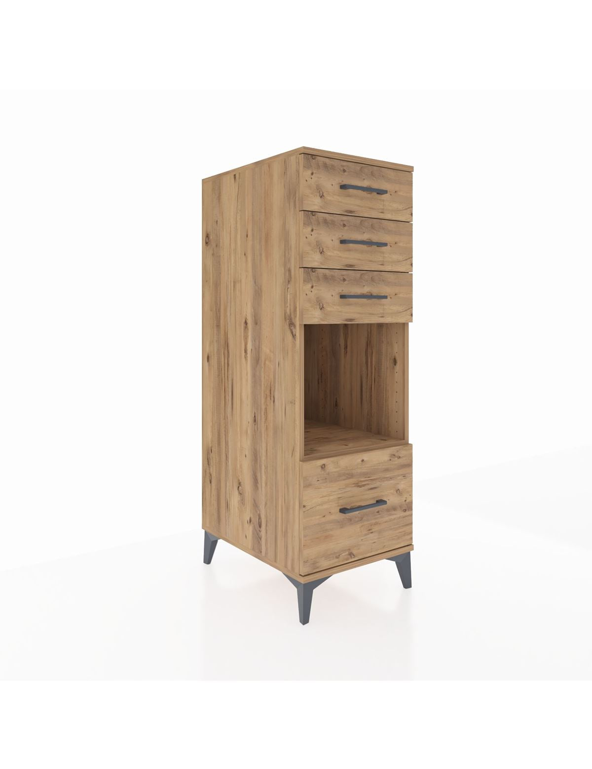 Kronos Dolap Tek Raflı 4 Çekmeceli 44x59x134 Çam-Çam