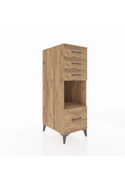 Kronos Dolap Tek Raflı 4 Çekmeceli 44x59x134 Çam-Çam