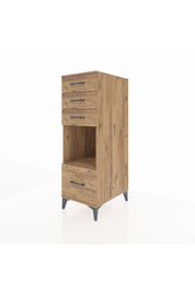 Kronos Dolap Tek Raflı 4 Çekmeceli 44x59x134 Çam-Çam