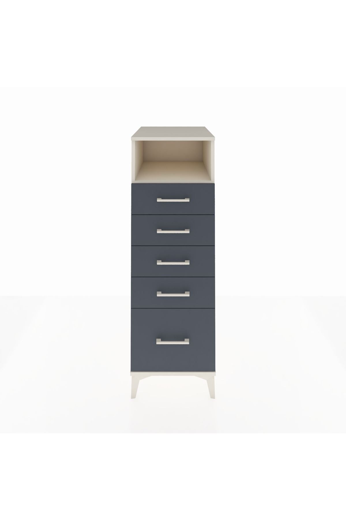 Kronos Dolap Tek Raflı 5 Çekmeceli 44x59x134 Aytaşı-Antrasit