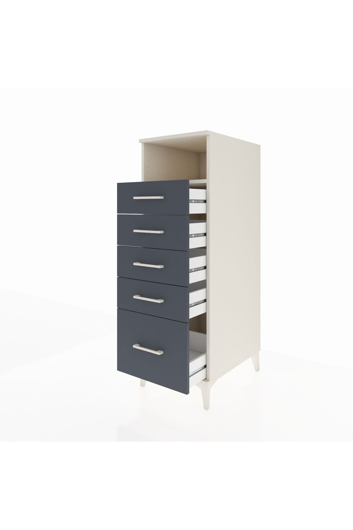 Kronos Dolap Tek Raflı 5 Çekmeceli 44x59x134 Aytaşı-Antrasit