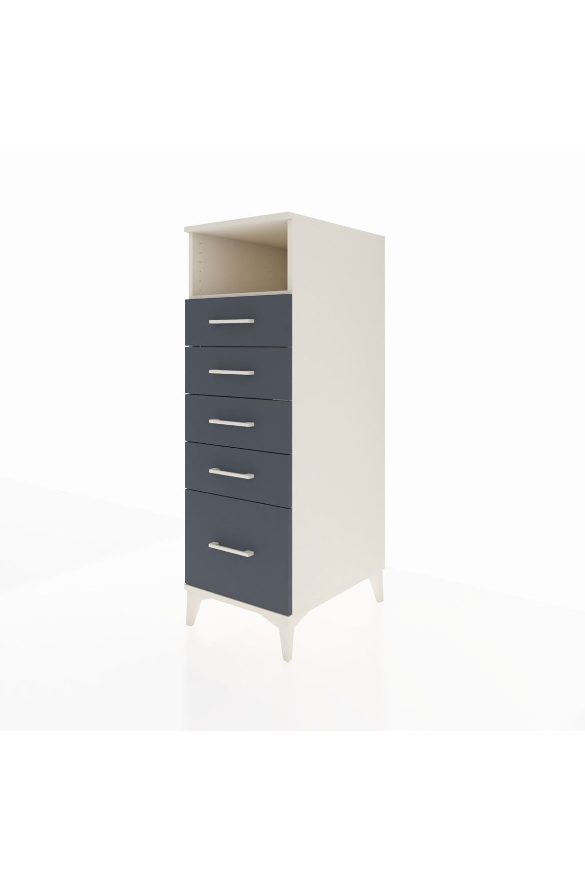 Kronos Dolap Tek Raflı 5 Çekmeceli 44x59x134 Aytaşı-Antrasit