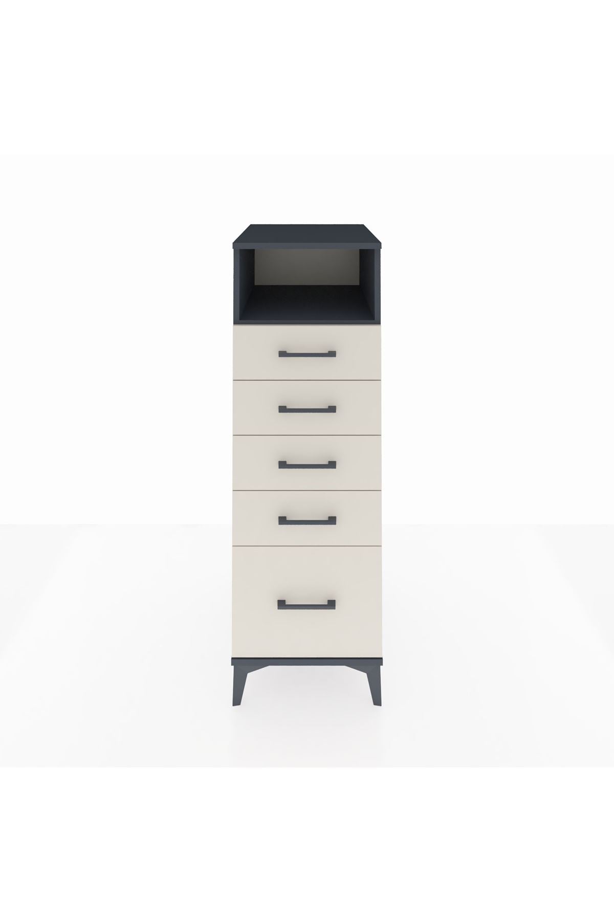 Kronos Dolap Tek Raflı 5 Çekmeceli 44x59x134 Antrasit-Aytaşı