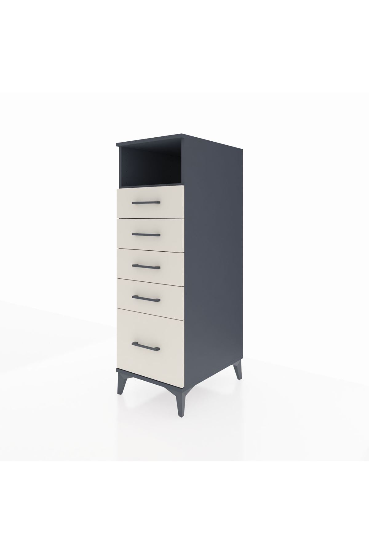 Kronos Dolap Tek Raflı 5 Çekmeceli 44x59x134 Antrasit-Aytaşı