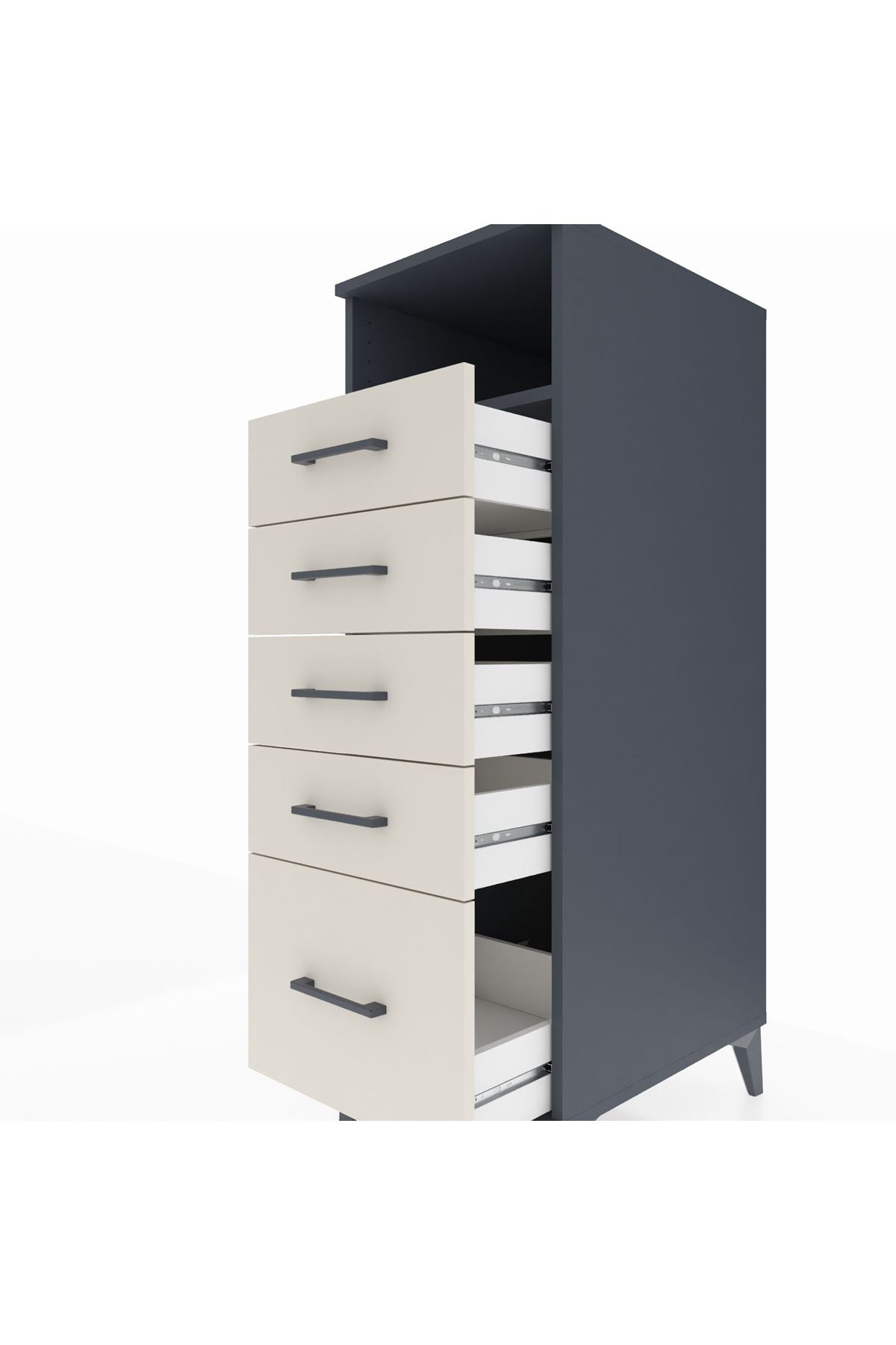 Kronos Dolap Tek Raflı 5 Çekmeceli 44x59x134 Antrasit-Aytaşı