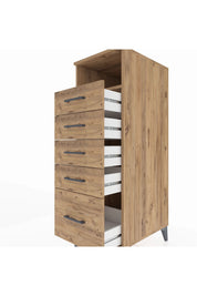 Kronos Dolap Tek Raflı 5 Çekmeceli 44x59x134 Çam-Çam