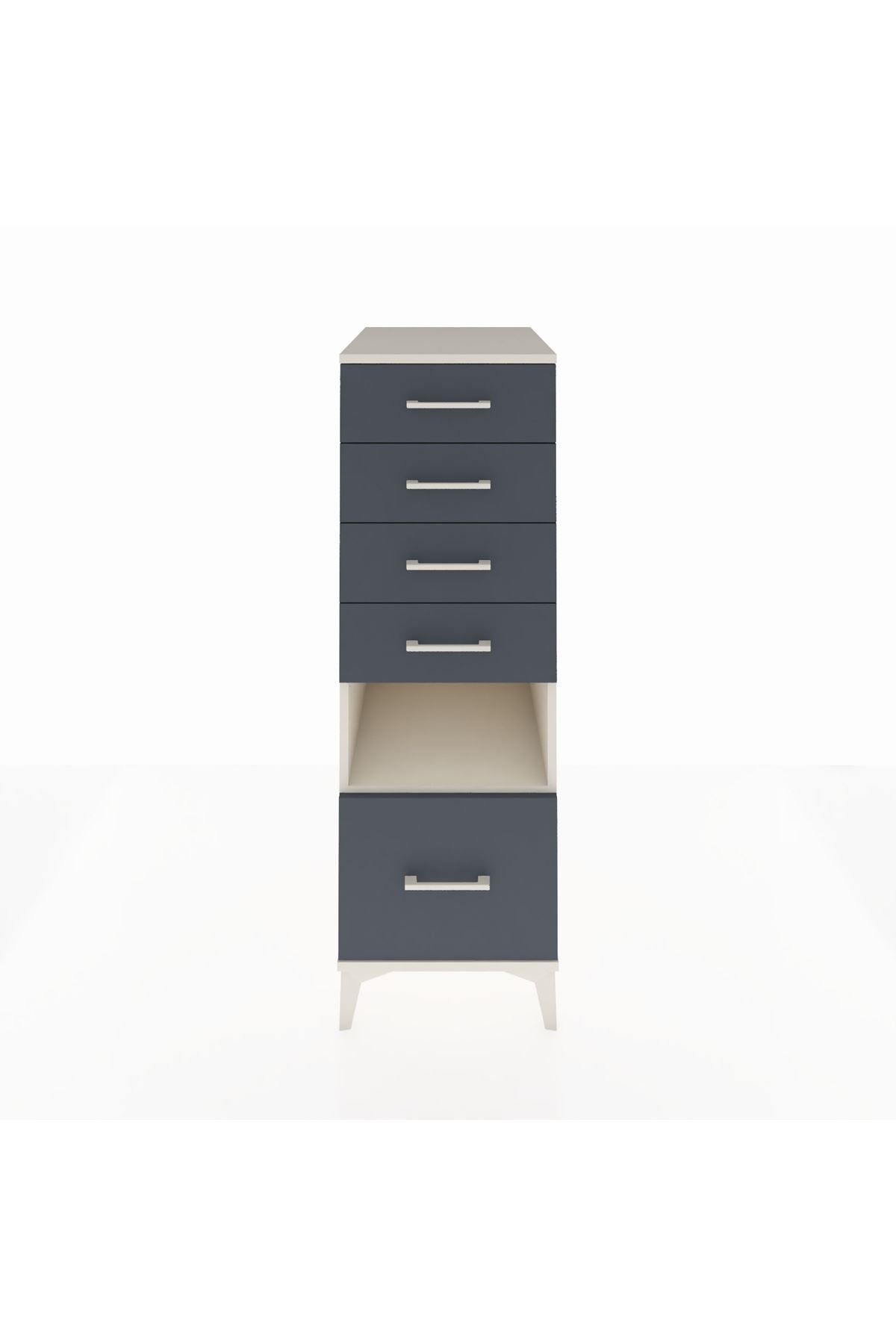 Kronos Dolap Tek Raflı 5 Çekmeceli 44x59x134 Aytaşı-Antrasit