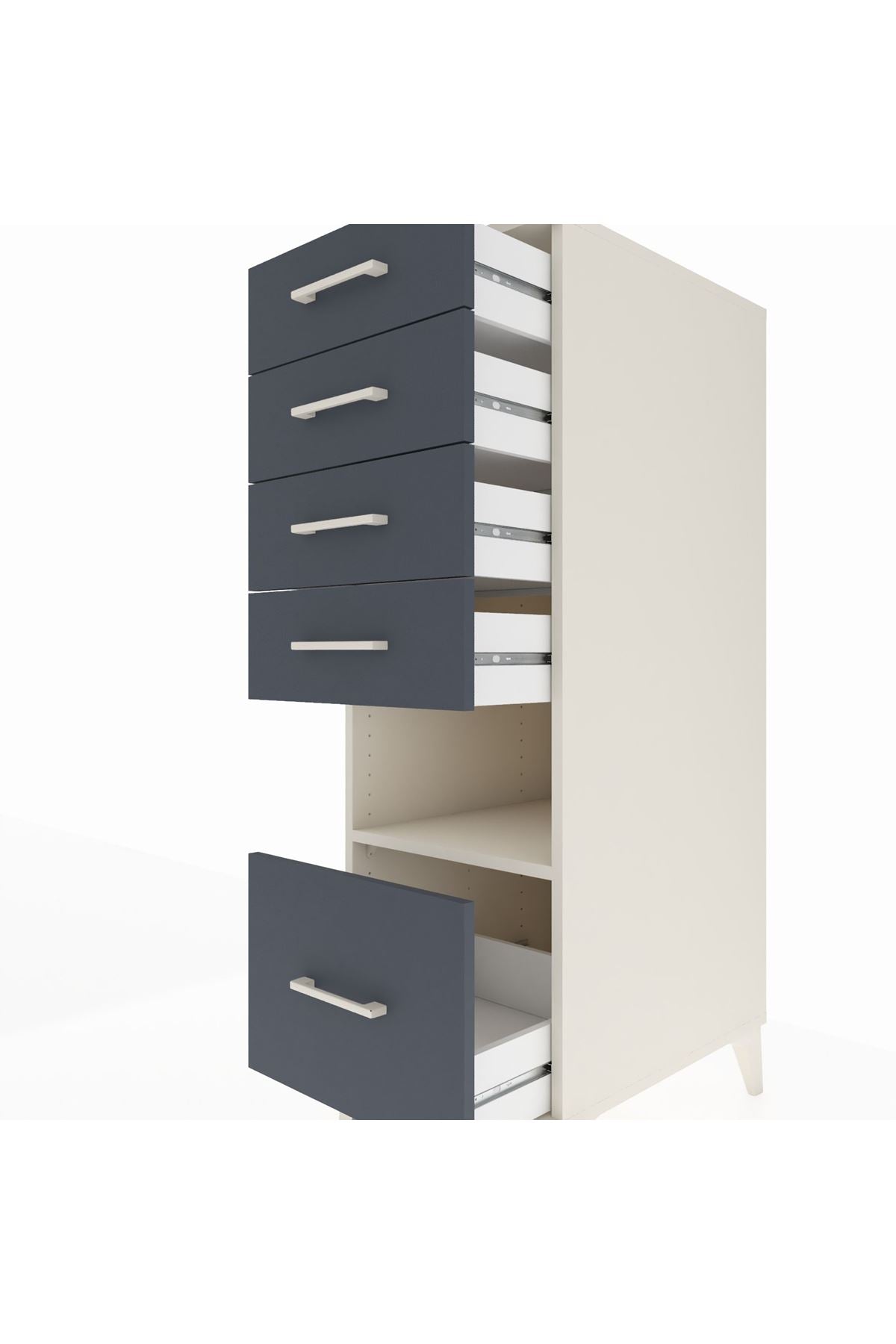Kronos Dolap Tek Raflı 5 Çekmeceli 44x59x134 Aytaşı-Antrasit
