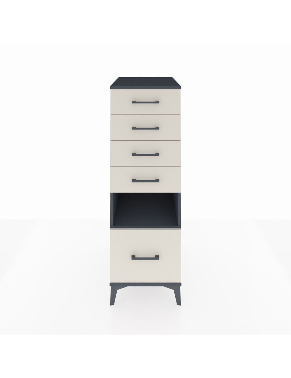 Kronos Dolap Tek Raflı 5 Çekmeceli 44x59x134 Antrasit-Aytaşı