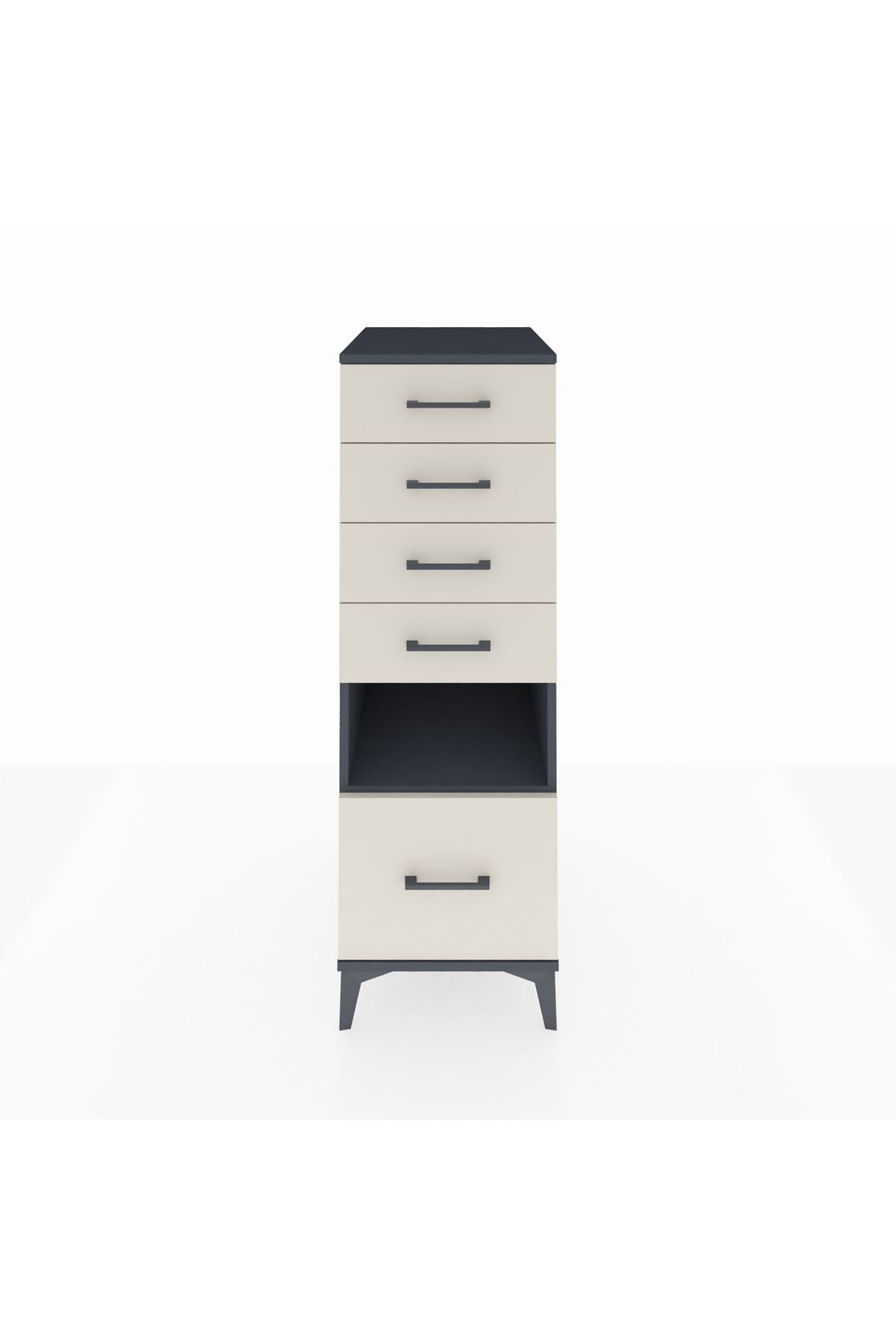 Kronos Dolap Tek Raflı 5 Çekmeceli 44x59x134 Antrasit-Aytaşı