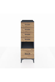 Kronos Dolap Tek Raflı 5 Çekmeceli 44x59x134 Antrasit-Çam