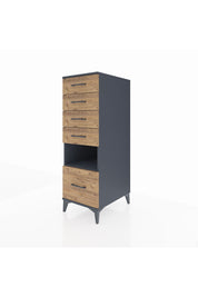 Kronos Dolap Tek Raflı 5 Çekmeceli 44x59x134 Antrasit-Çam