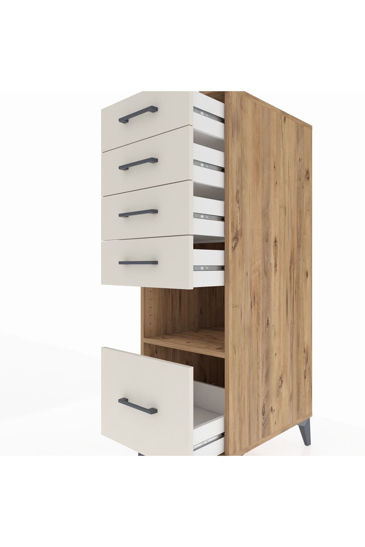 Kronos Dolap Tek Raflı 5 Çekmeceli 44x59x134 Çam-Aytaşı