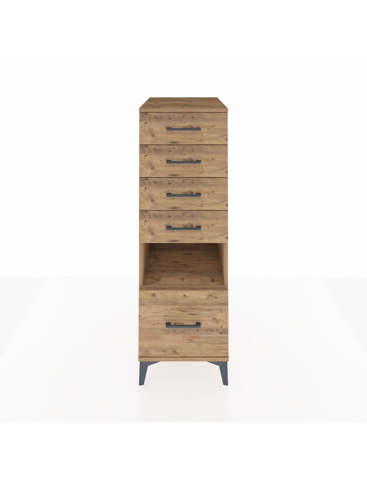 Kronos Dolap Tek Raflı 5 Çekmeceli 44x59x134 Çam-Çam