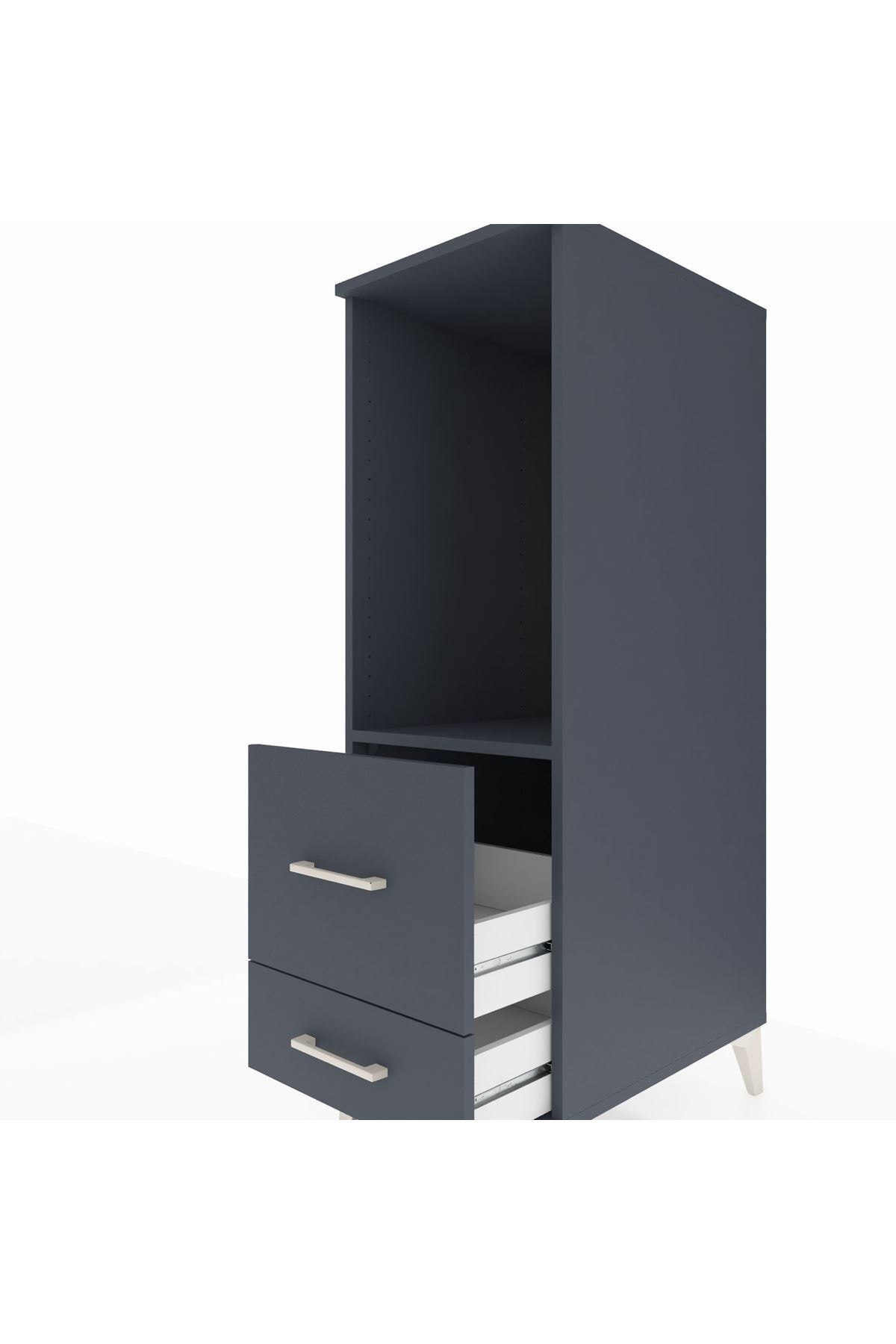 Kronos Dolap Tek Raflı 2 Çekmeceli 44x59x134 Antrasit-Antrasit