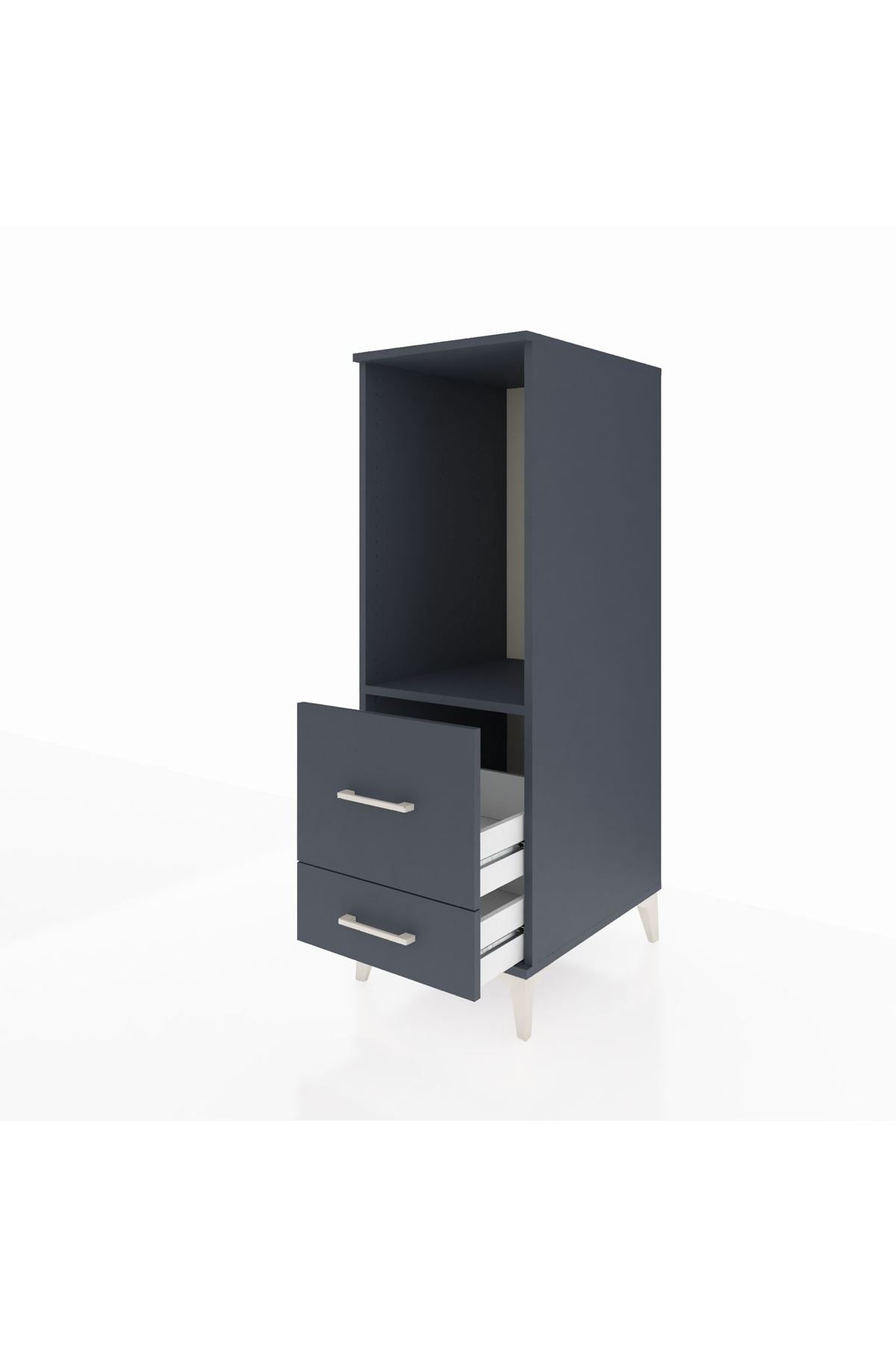 Kronos Dolap Tek Raflı 2 Çekmeceli 44x59x134 Antrasit-Antrasit