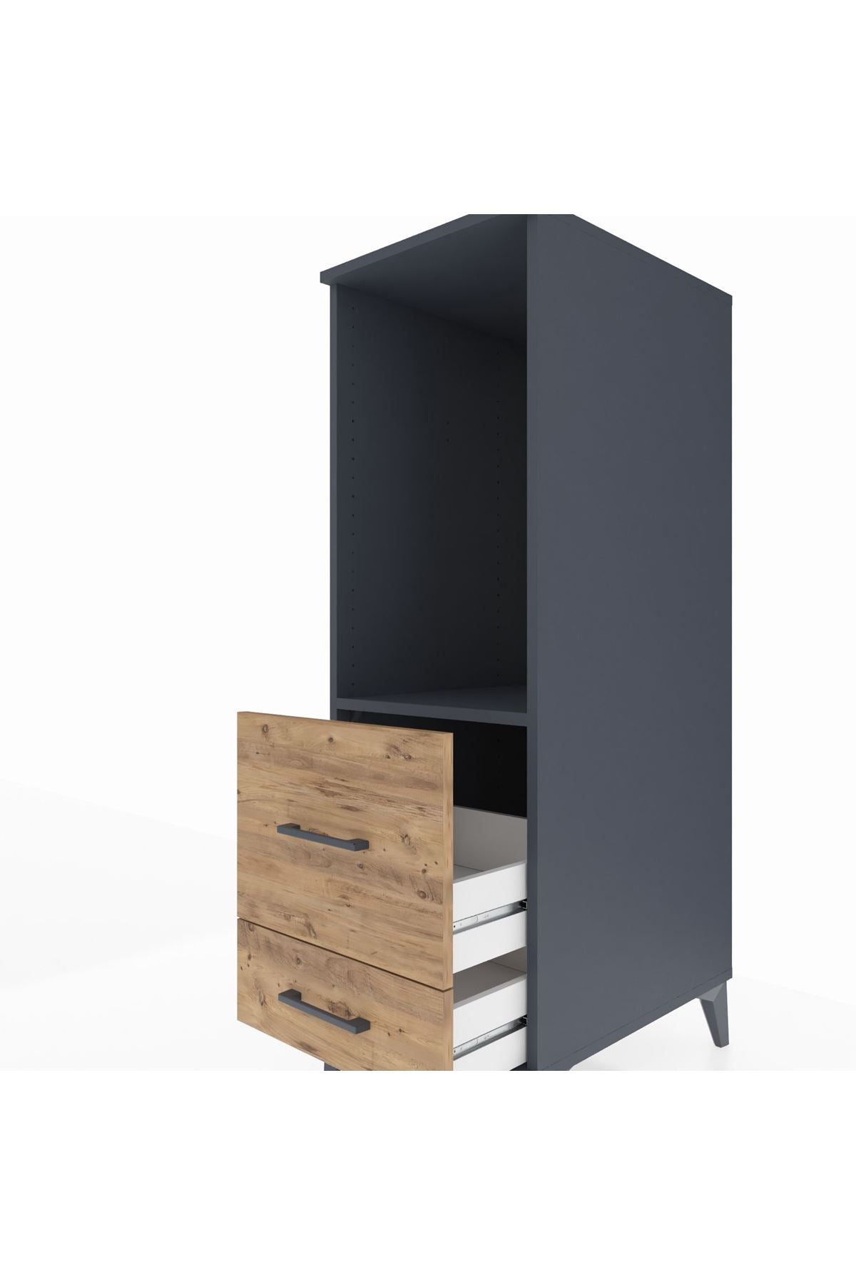 Kronos Dolap Tek Raflı 2 Çekmeceli 44x59x134 Antrasit-Çam