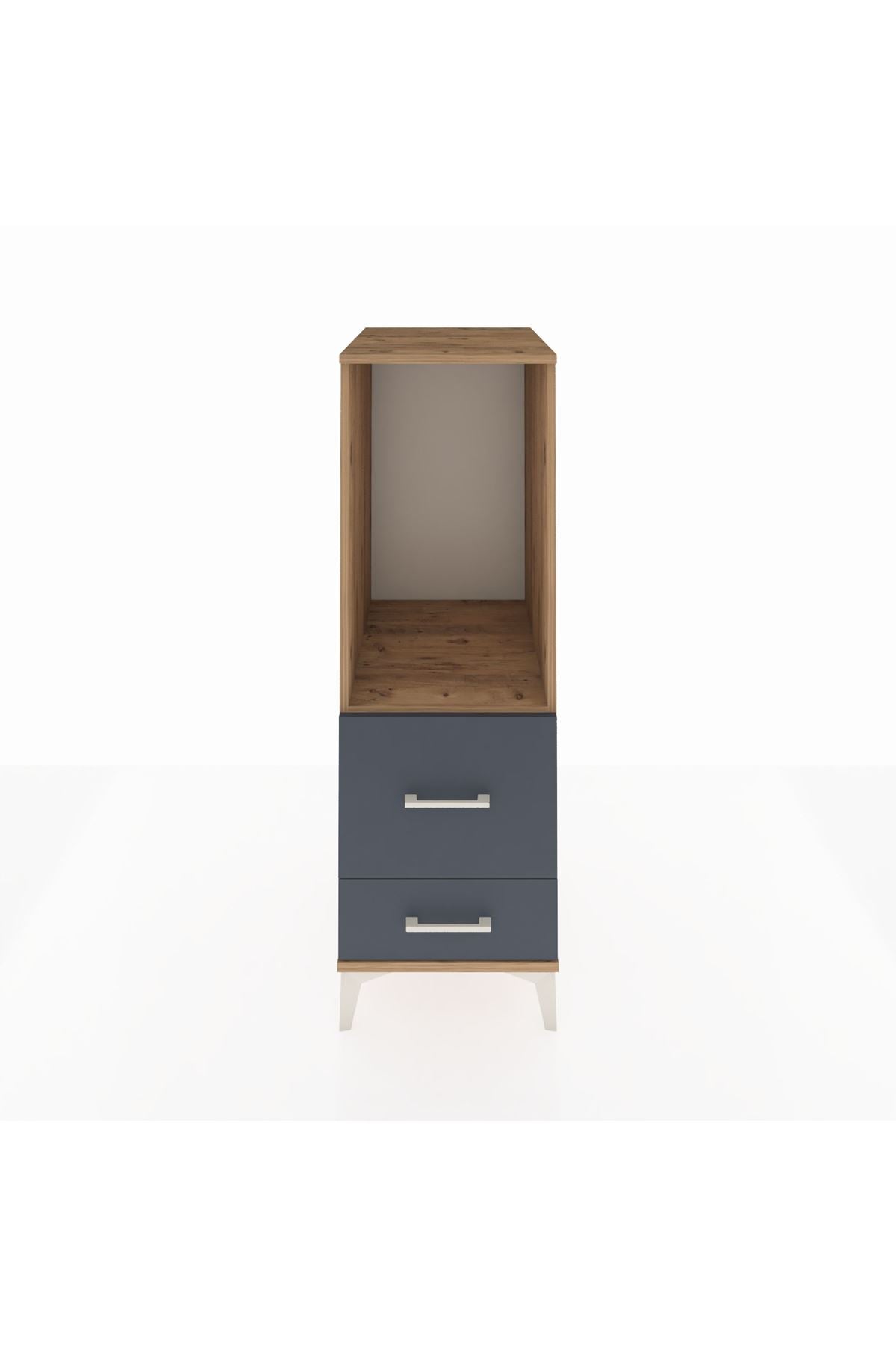 Kronos Dolap Tek Raflı 2 Çekmeceli 44x59x134 Çam-Antrasit