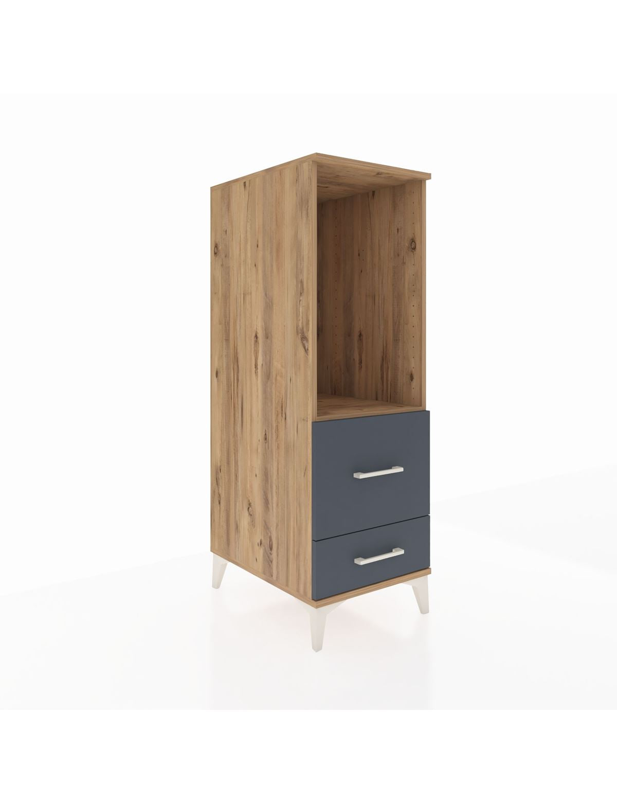 Kronos Dolap Tek Raflı 2 Çekmeceli 44x59x134 Çam-Antrasit