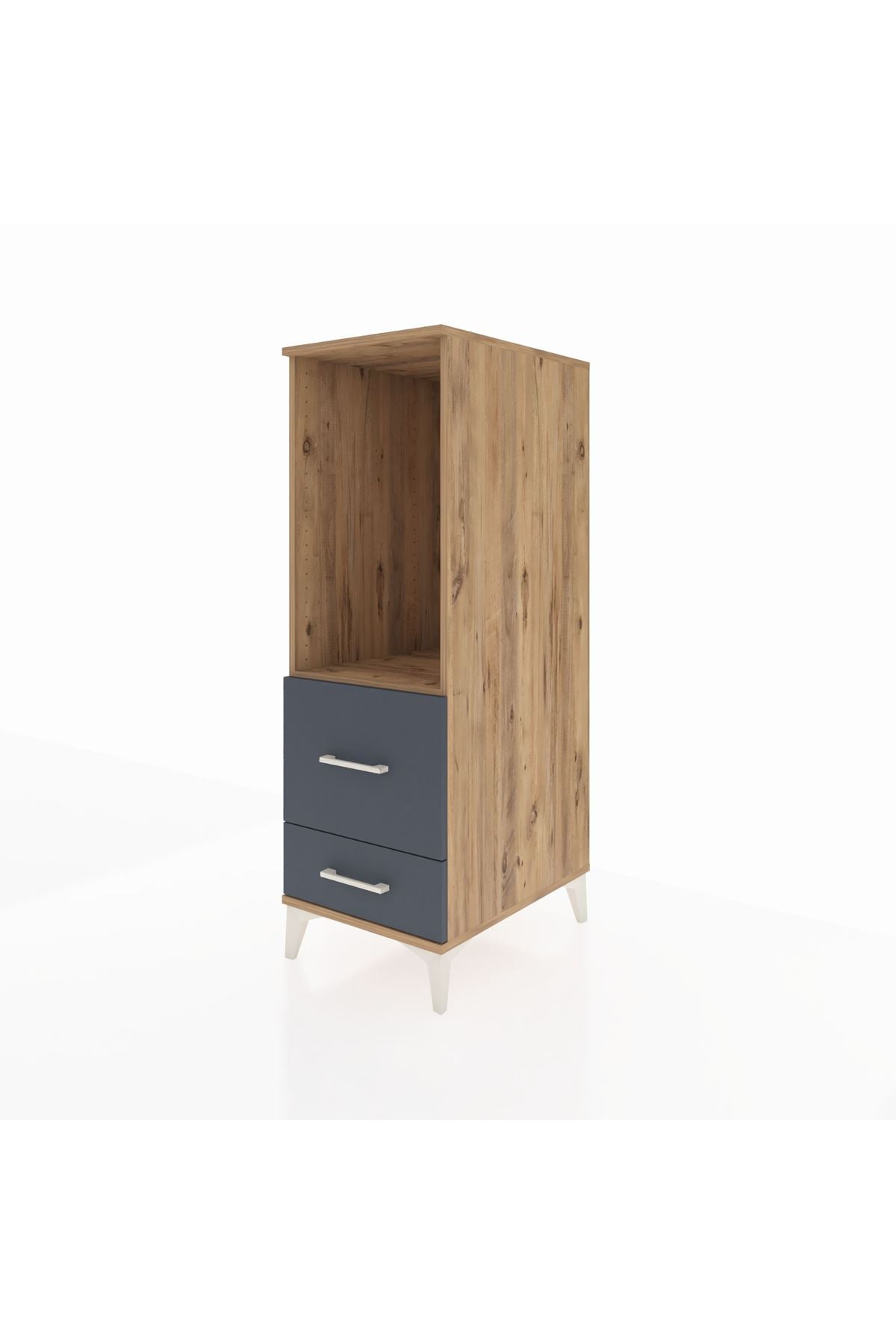 Kronos Dolap Tek Raflı 2 Çekmeceli 44x59x134 Çam-Antrasit