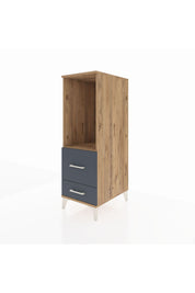 Kronos Dolap Tek Raflı 2 Çekmeceli 44x59x134 Çam-Antrasit