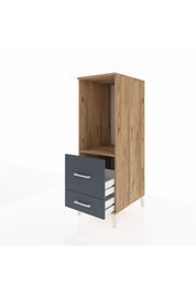 Kronos Dolap Tek Raflı 2 Çekmeceli 44x59x134 Çam-Antrasit