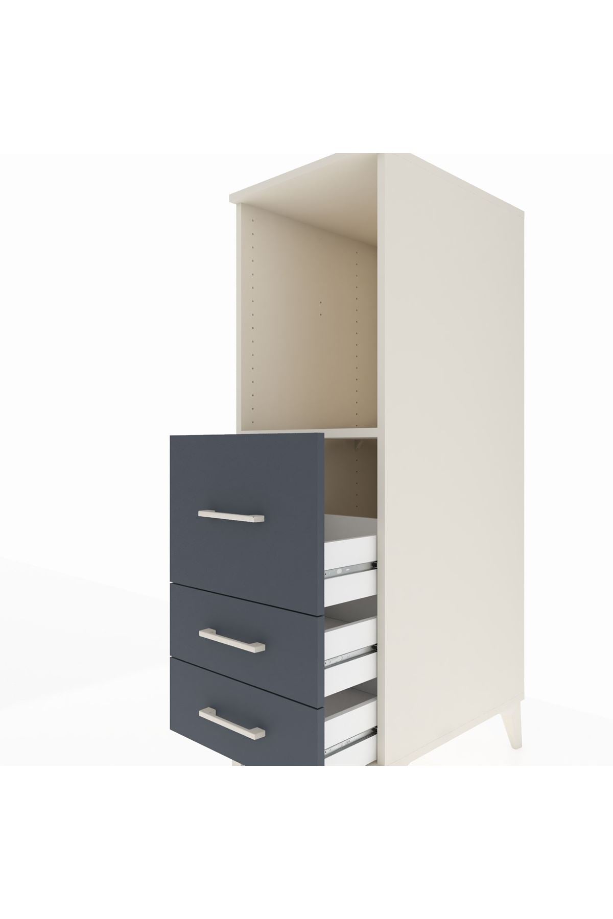 Kronos Dolap Tek Raflı 3 Çekmeceli 44x59x134 Aytaşı-Antrasit