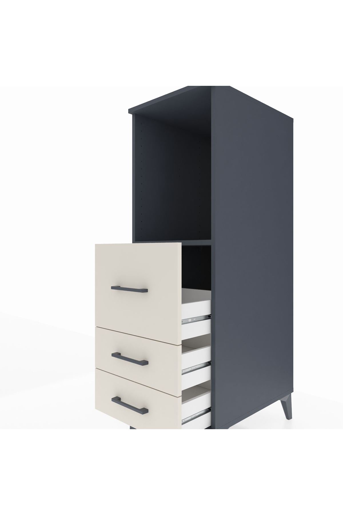 Kronos Dolap Tek Raflı 3 Çekmeceli 44x59x134 Antrasit-Aytaşı