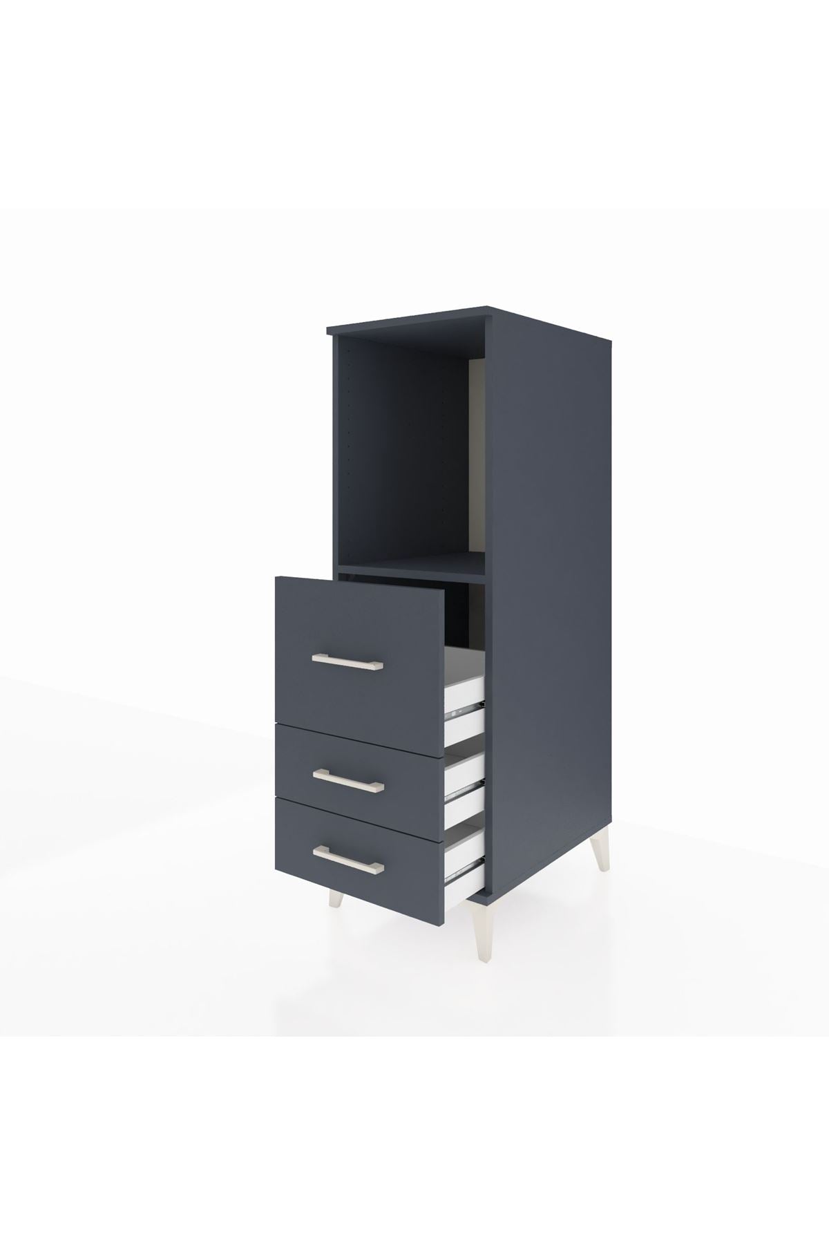 Kronos Dolap Tek Raflı 3 Çekmeceli 44x59x134 Antrasit-Antrasit