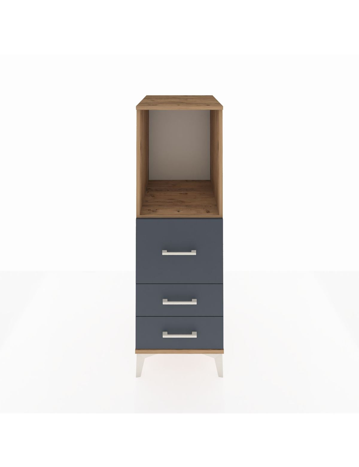 Kronos Dolap Tek Raflı 3 Çekmeceli 44x59x134 Çam-Antrasit