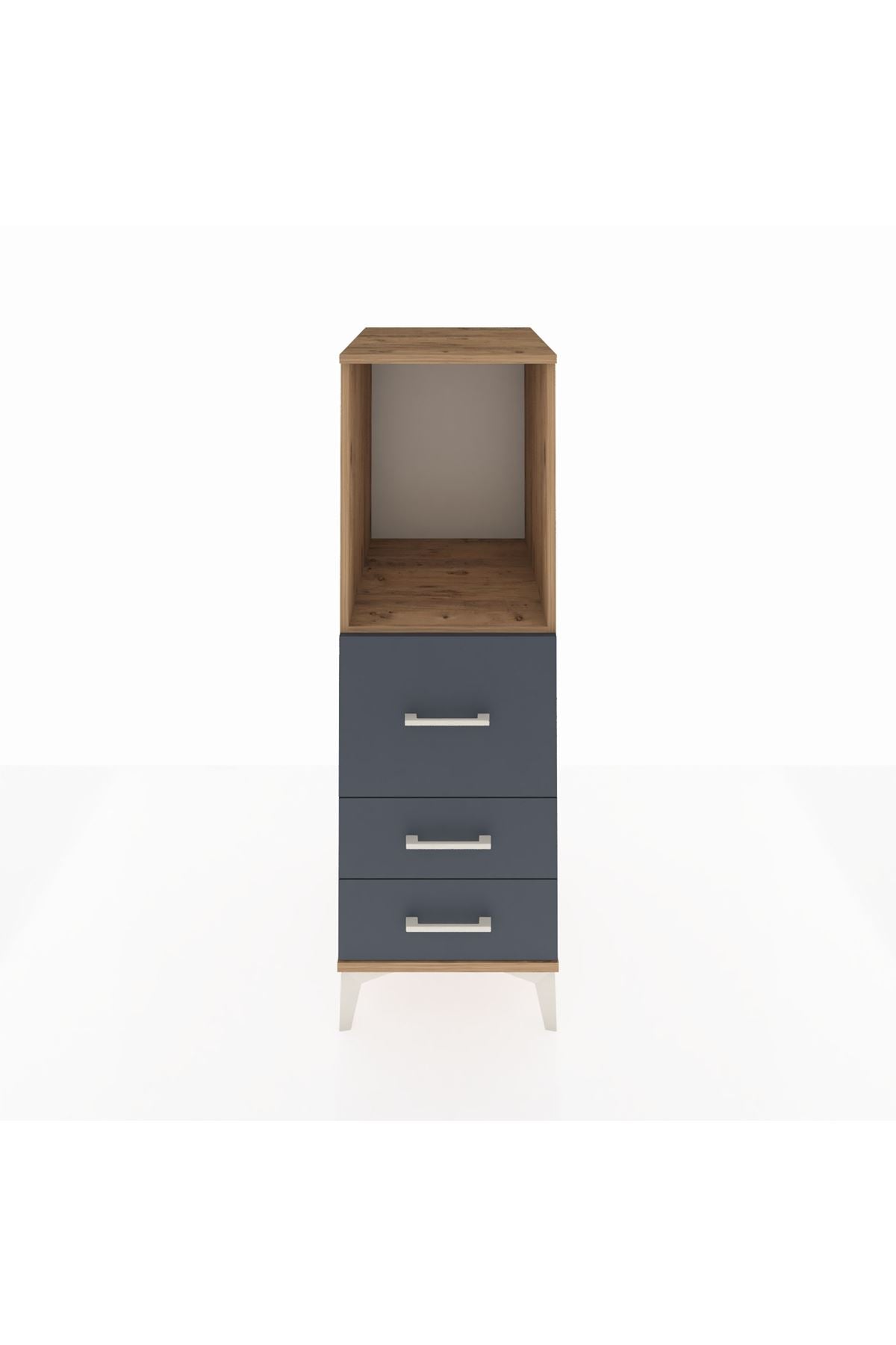 Kronos Dolap Tek Raflı 3 Çekmeceli 44x59x134 Çam-Antrasit