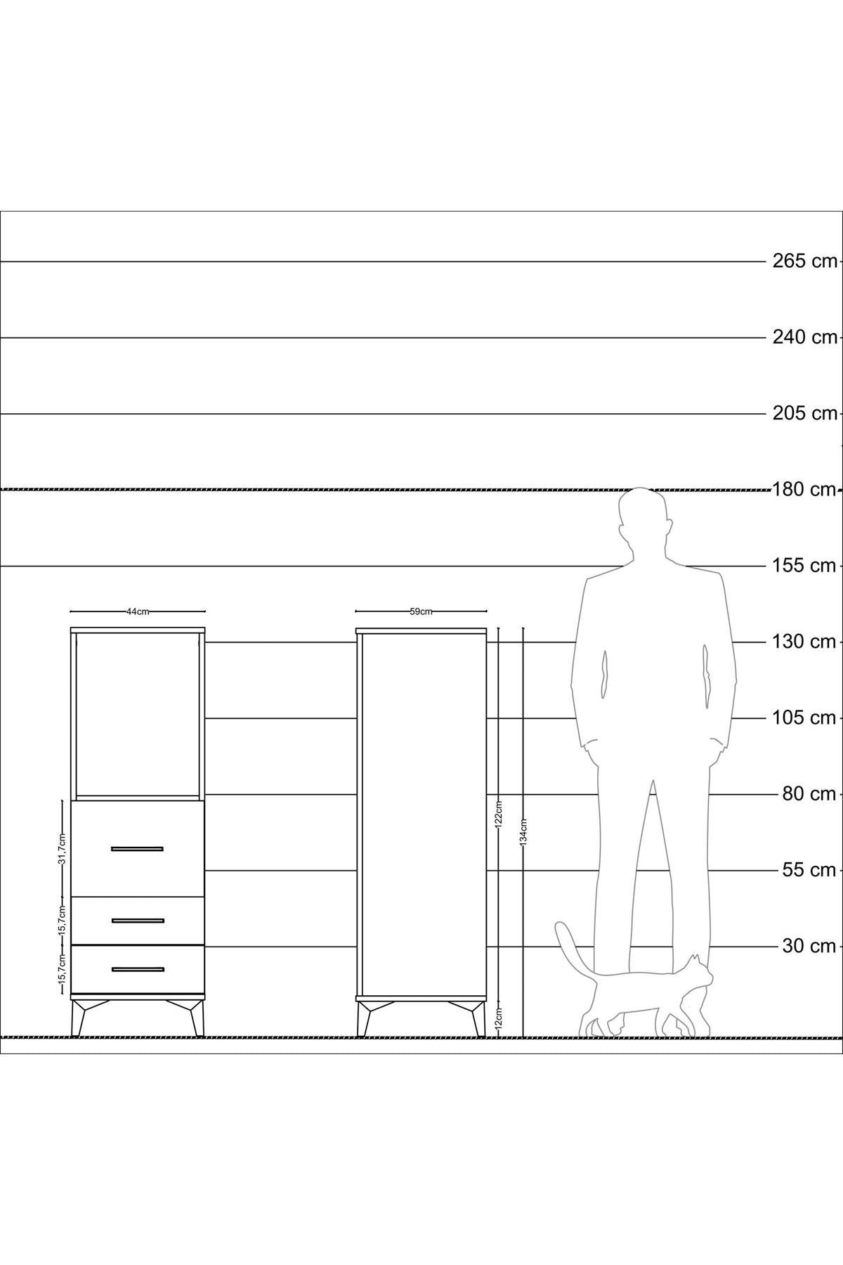 Kronos Dolap Tek Raflı 3 Çekmeceli 44x59x134 Çam-Aytaşı