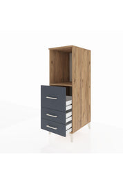 Kronos Dolap Tek Raflı 3 Çekmeceli 44x59x134 Çam-Antrasit