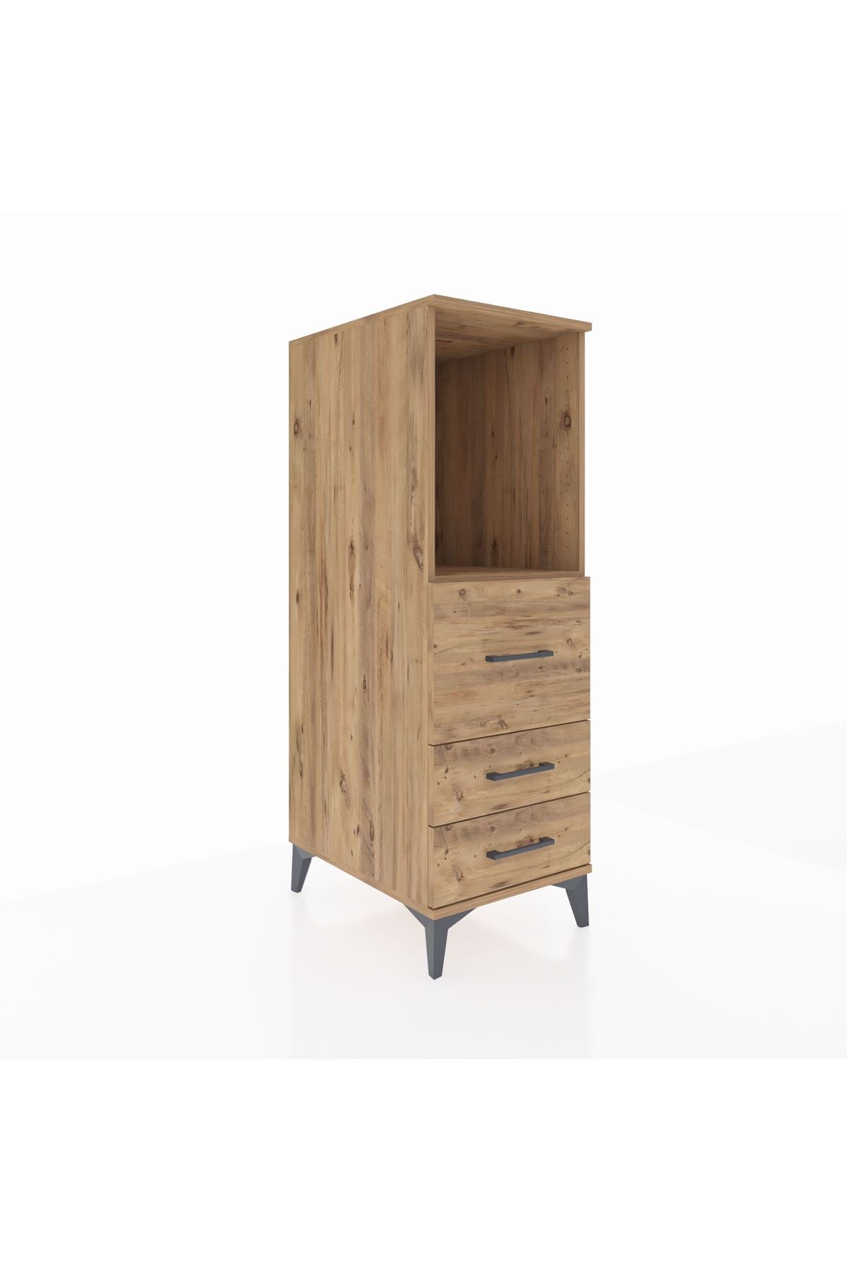 Kronos Dolap Tek Raflı 3 Çekmeceli 44x59x134 Çam-Çam