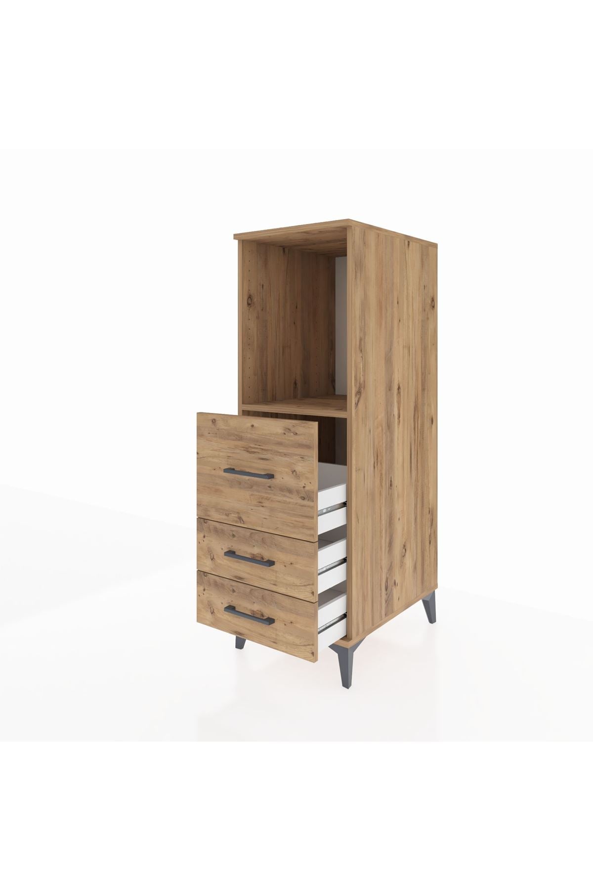 Kronos Dolap Tek Raflı 3 Çekmeceli 44x59x134 Çam-Çam