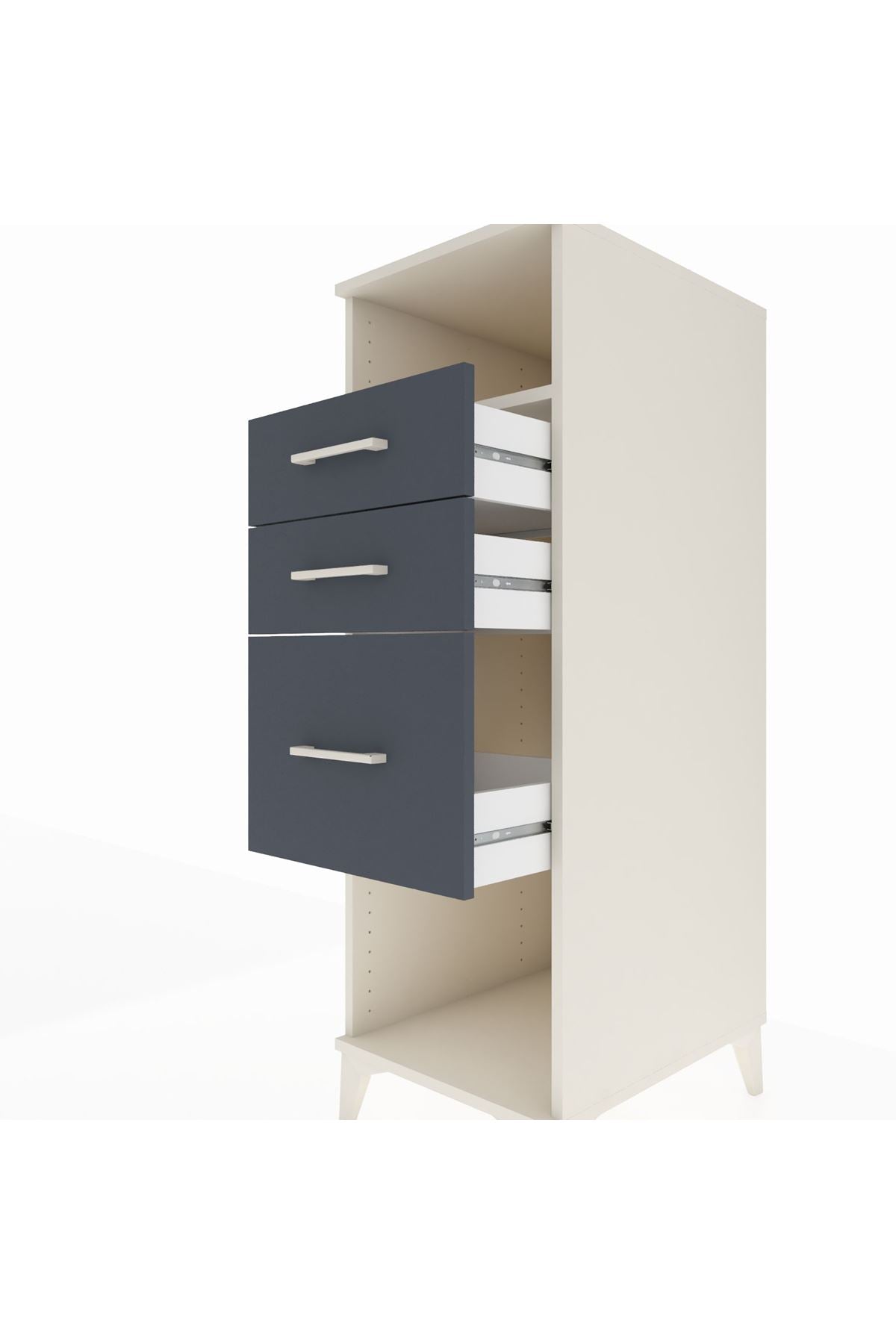 Kronos Dolap Tek Raflı 3 Çekmeceli 44x59x134 Aytaşı-Antrasit