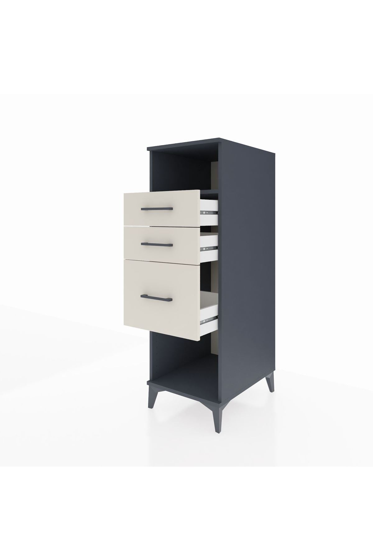 Kronos Dolap Tek Raflı 3 Çekmeceli 44x59x134 Antrasit-Aytaşı