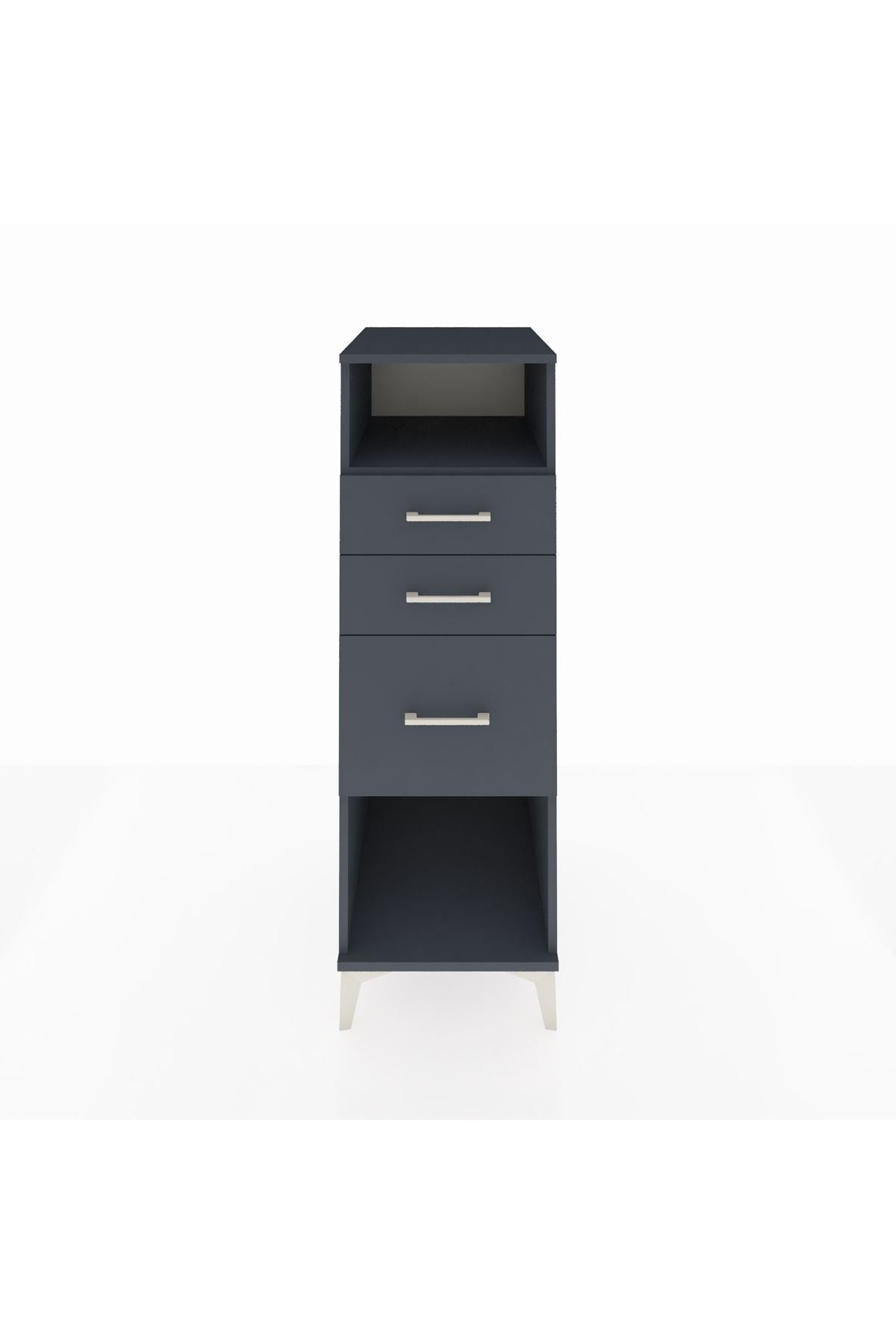 Kronos Dolap Tek Raflı 3 Çekmeceli 44x59x134 Antrasit-Antrasit