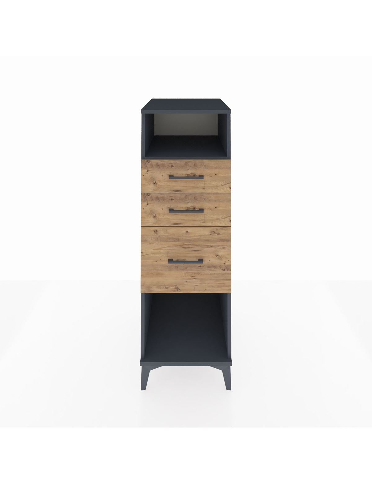 Kronos Dolap Tek Raflı 3 Çekmeceli 44x59x134 Antrasit-Çam
