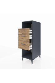 Kronos Dolap Tek Raflı 3 Çekmeceli 44x59x134 Antrasit-Çam