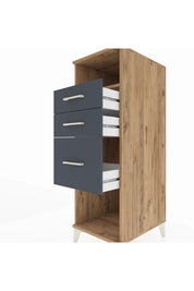 Kronos Dolap Tek Raflı 3 Çekmeceli 44x59x134 Çam-Antrasit