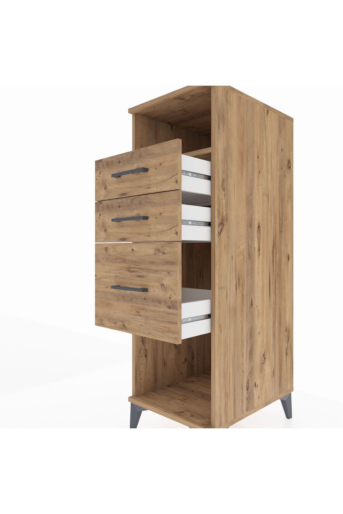 Kronos Dolap Tek Raflı 3 Çekmeceli 44x59x134 Çam-Çam